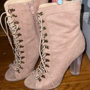Pale pink heels booties
